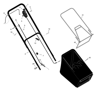 Handle And Bag Assembly Diagram and Parts List for 228610X31A 2005 Briggs and Stratton Lawn Mower